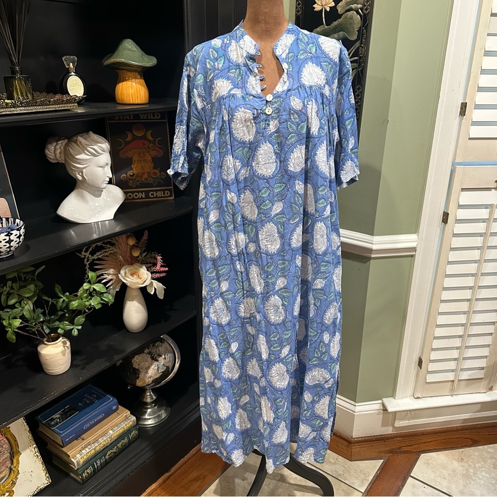Le Bazar Coastal 100% Cotton Seashell Button Dress – Size Large